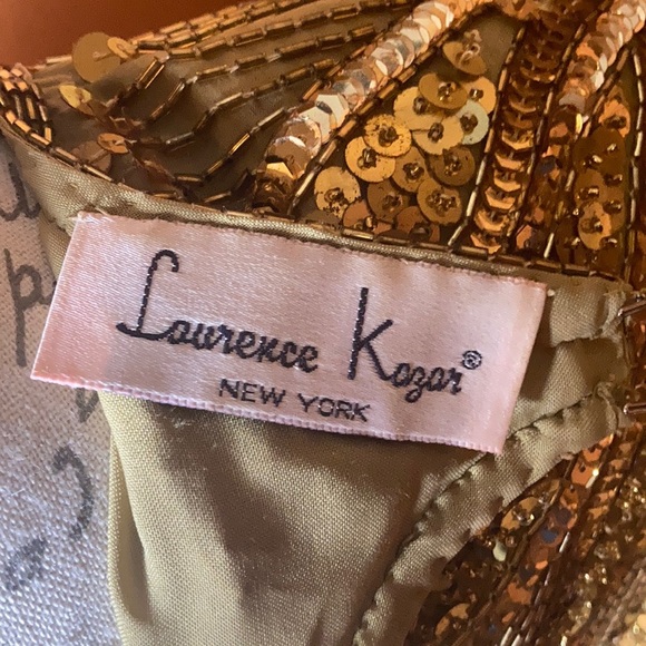 Laurence Kazar vintage gold beaded and sequined silk dress - Picture 12 of 13